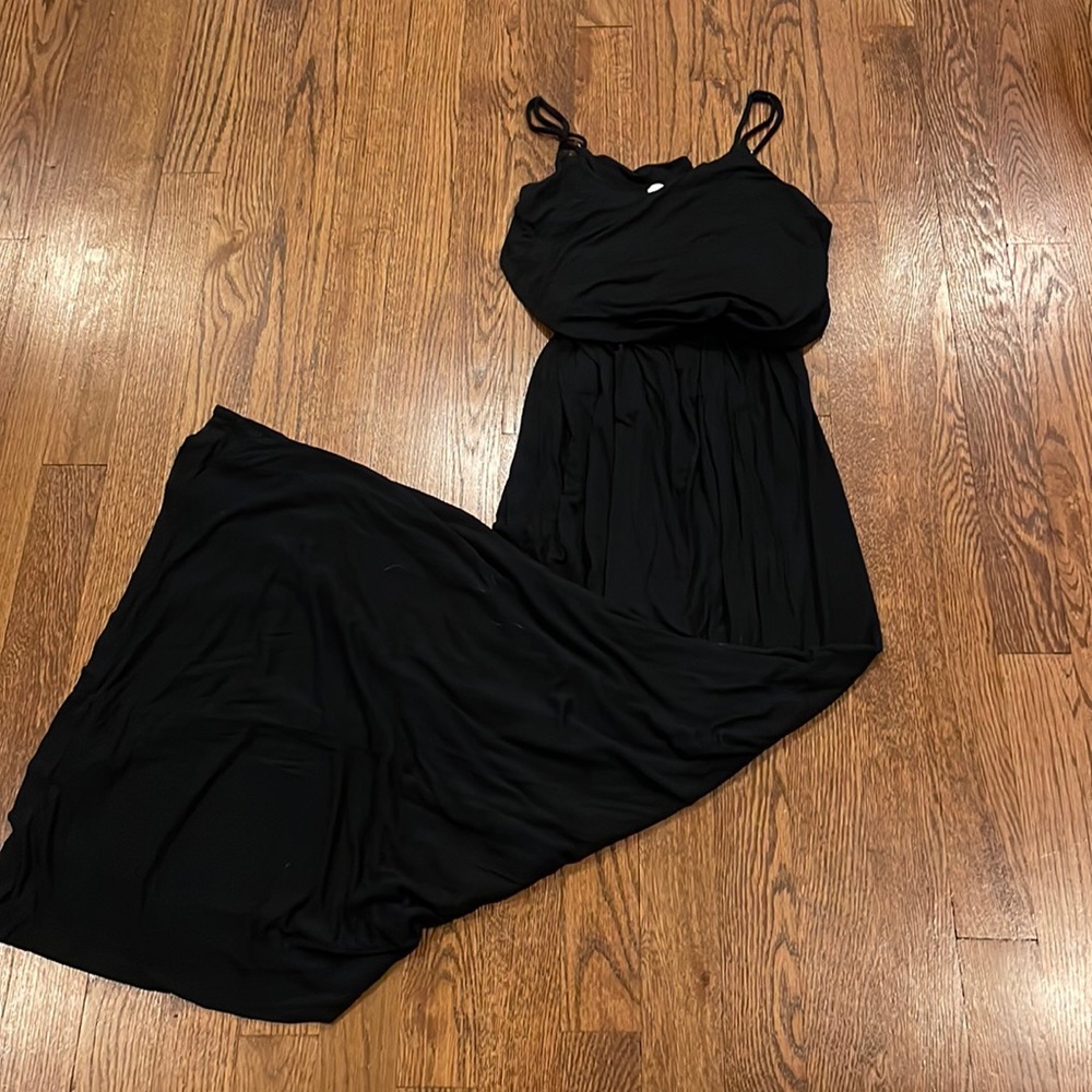 All in Favor black maxi sundress adjustable spaghetti straps size small